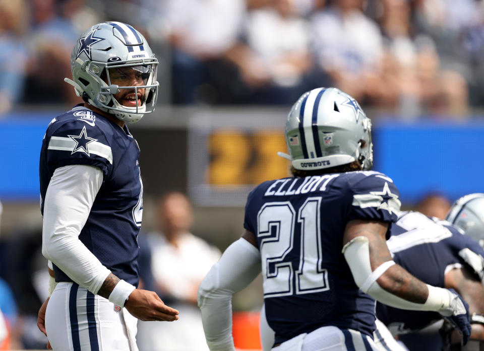 Dak Prescott, Ezekiel Elliott and the Dallas Cowboys host the Eagles on Monday night. (Photo by Harry How/Getty Images)