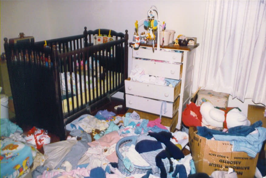 The crib where baby Courteney was left, unharmed. (Courtesy)