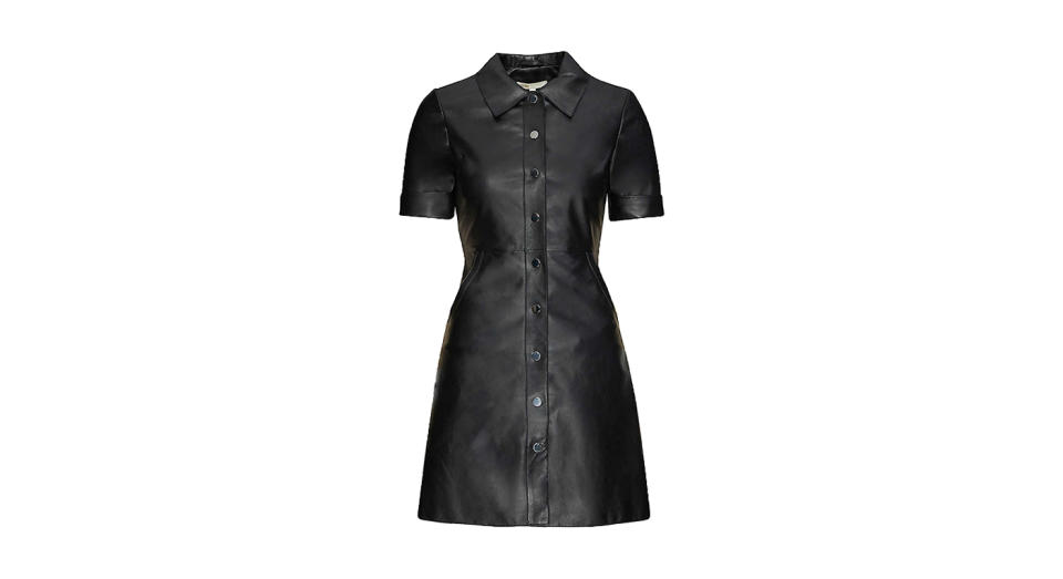 MAJE Collared leather mini dress 