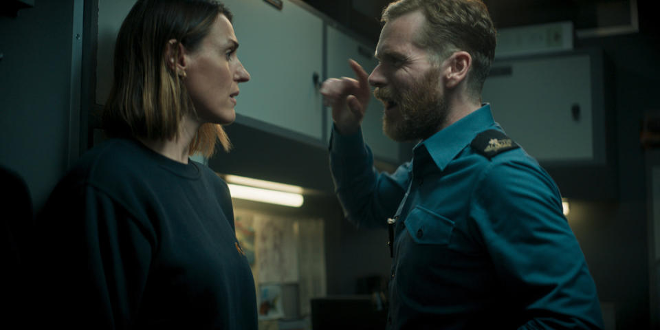 WARNING: Embargoed for publication until 00:00:01 on 07/09/2021 - Programme Name: Vigil - TX: n/a - Episode: n/a (No. 4) - Picture Shows:  Amy Silva (SURANNE JONES), Glover (SHAUN EVANS) - (C) World Productions - Photographer: screengrab