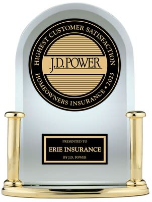 Erie Insurance earns top ranking in J.D. Power 2023 U.S. Home Insurance Study. #1 in Customer Satisfaction among both Homeowner and Renter Providers