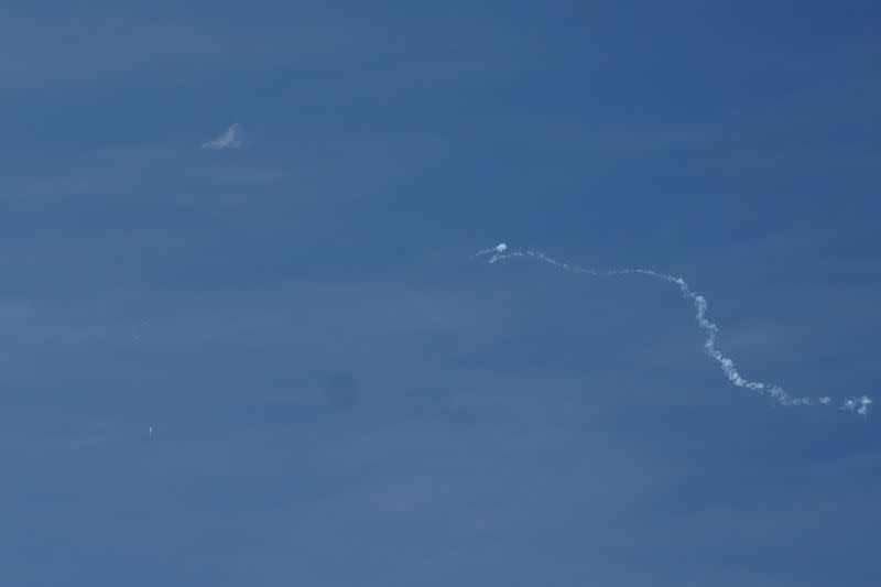 A view of what is believed to be a suspected Chinese spy balloon when it was shot down, seen from Holden Beach