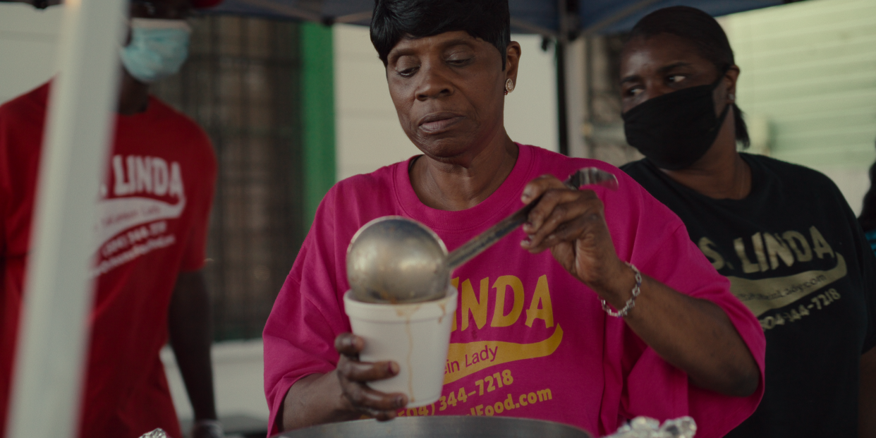 Linda Green dishes up a serving of yakamein in the New Orleans episode of the Netflix series "Street Food: USA."