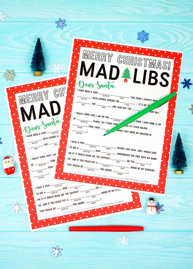 Christmas Mad Libs Game