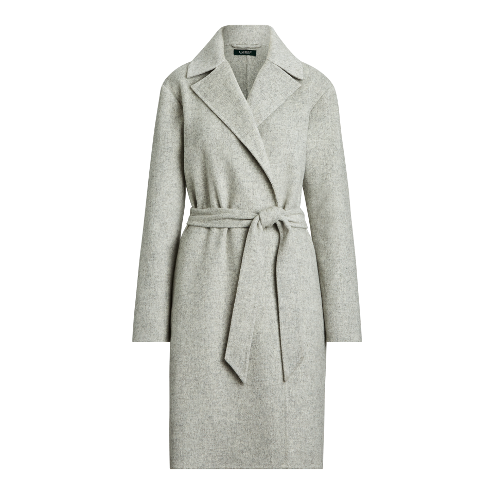 Wrap-Front Wool-Blend Coat