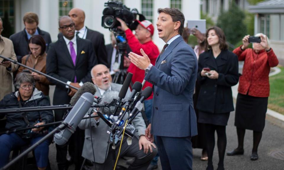 Hogan Gidley speaks to reporters