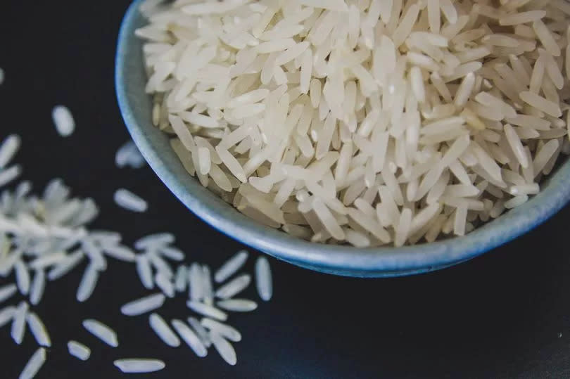 White rice, close up.