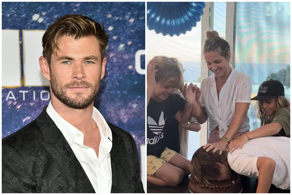 Chris Hemsworth and wife Elsa Pataky have been criticised for shoving their son’s face in his birthday cake  (ES Composite)