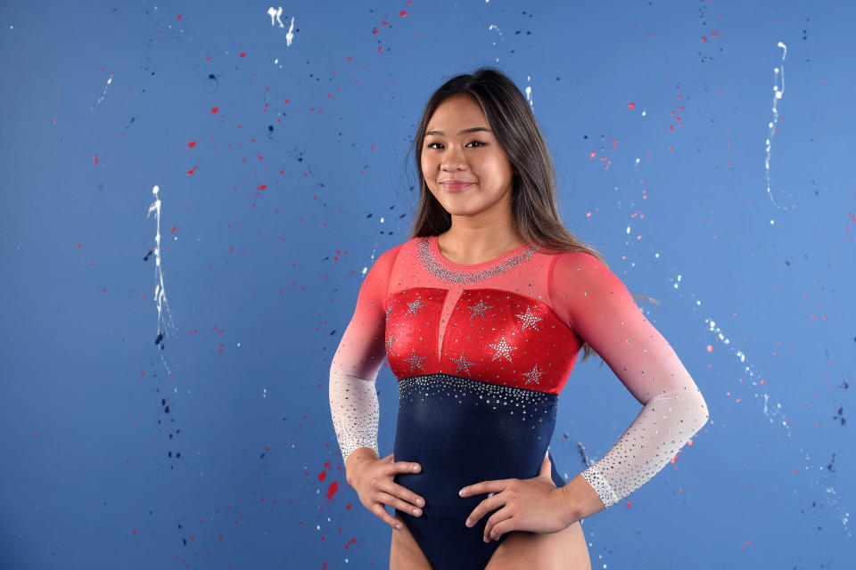 WEST HOLLYWOOD, CALIFORNIA - NOVEMBER 22: Gymnast Suni Lee poses for a portrait during the Team USA Tokyo 2020 Olympic shoot on November 22, 2019 in West Hollywood, California. (Photo by Harry How/Getty Images)