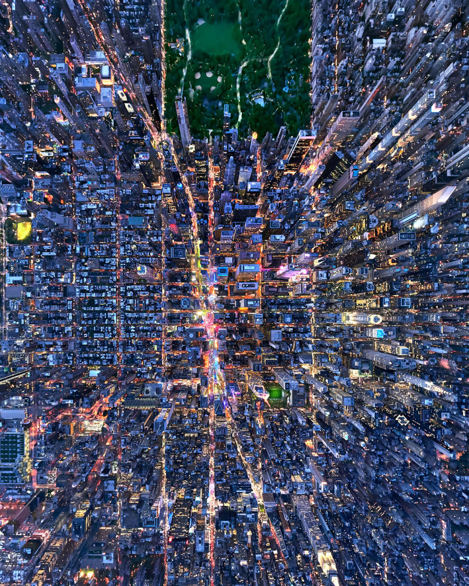 Distorted aerial photographs offer a unique way to see the vibrancy of New York City