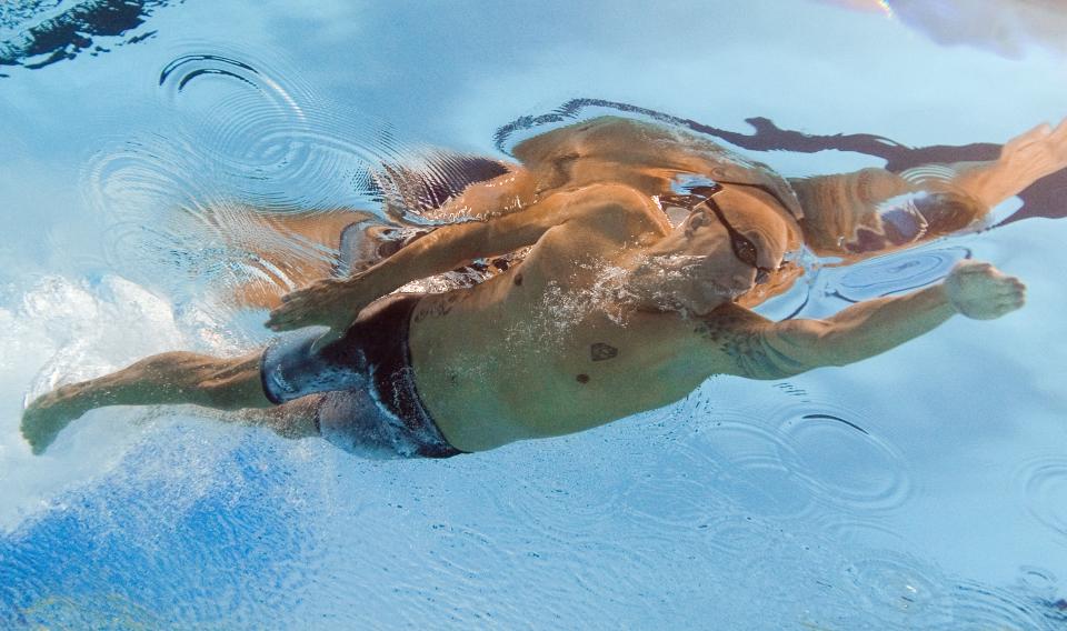 In a picture taken with an underwater camera Canada's Brent Hayden competes in the heats of the men's 100-metre freestyle swimming event in the FINA World Championships at the indoor stadium of the Oriental Sports Center in Shanghai on July 27, 2011. AFP PHOTO / FRANCOIS XAVIER MARIT (Photo credit should read FRANCOIS XAVIER MARIT/AFP/Getty Images)