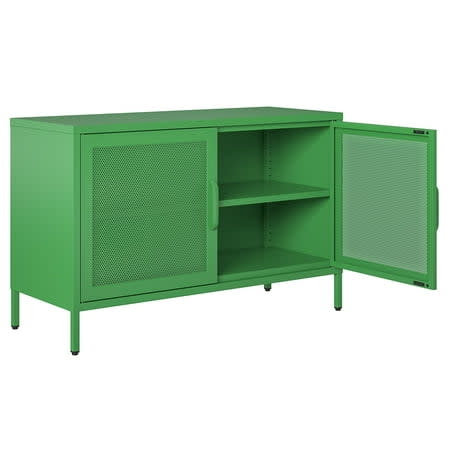 Teen Novogratz Channing 2 Door Storage Cabinet-Mesh Metal Locker, Kelly Green