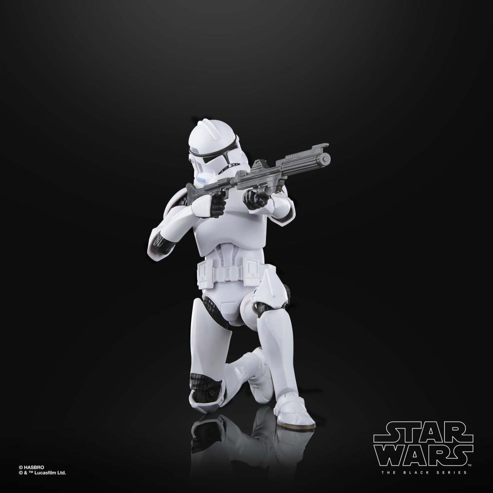 Phase II Clone Trooper action figure posed against a black background