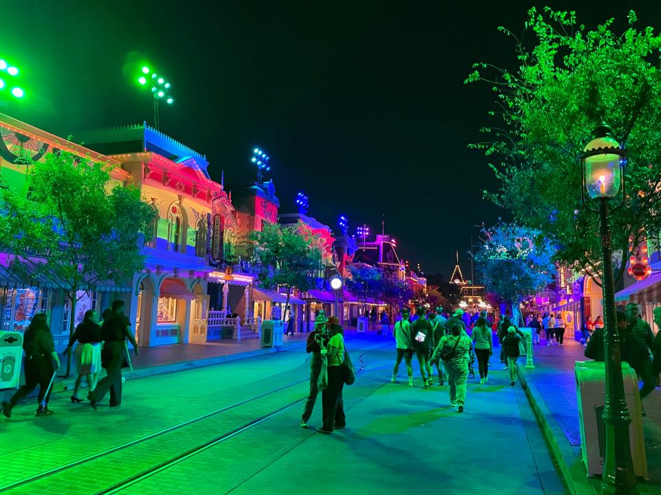Disneyland lit up rainbow