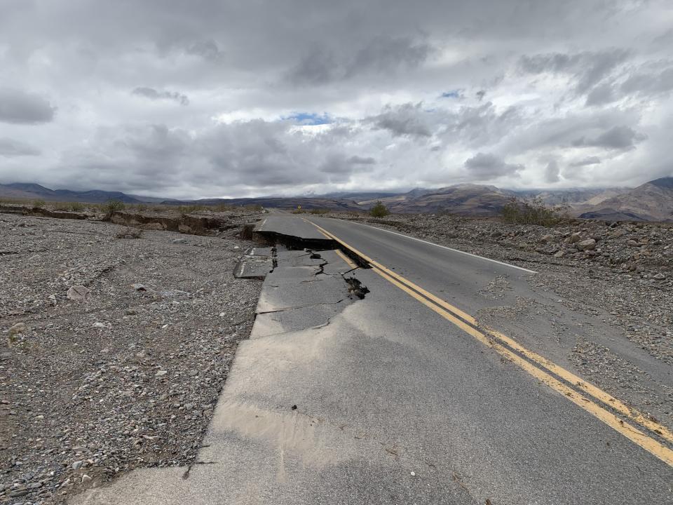 Pavement damage on CA-190 between Stovepipe Wells and Emigrant. (NPS photo)