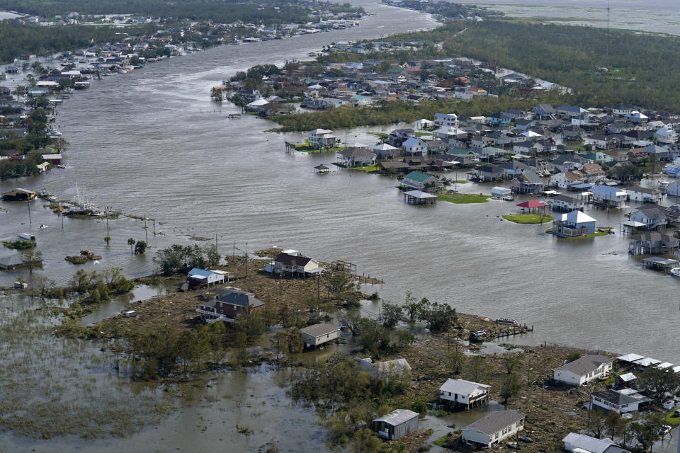 A flooded city is seen in the aftermath of Hurricane Ida, Monday, Aug. 30, 2021, in Lafitte, La. (David J. Phillip/AP Photo) 