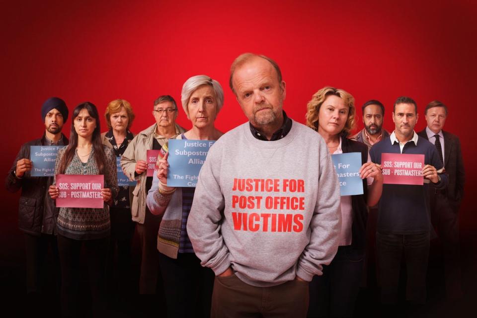 Alan Bates is played by Toby Jones (centre) in the ITV Drama 