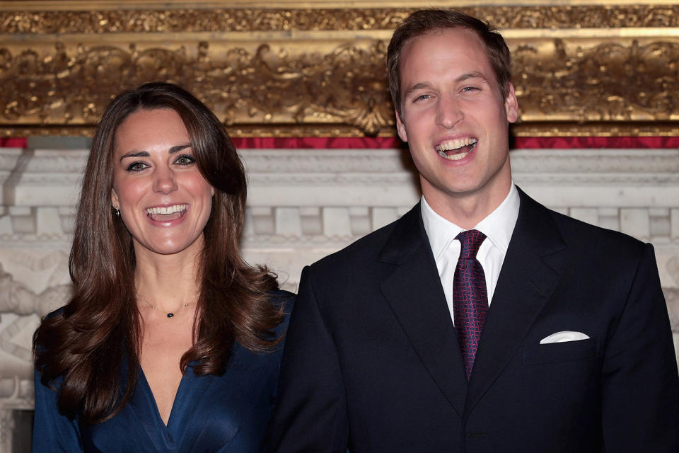 Kate and Will after getting engaged in 2010. Photo: Getty