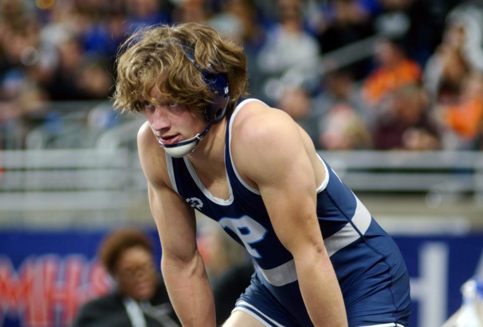 Petoskey's Trevor Swiss focuses in on his championship match Saturday at Ford Field in Detroit.