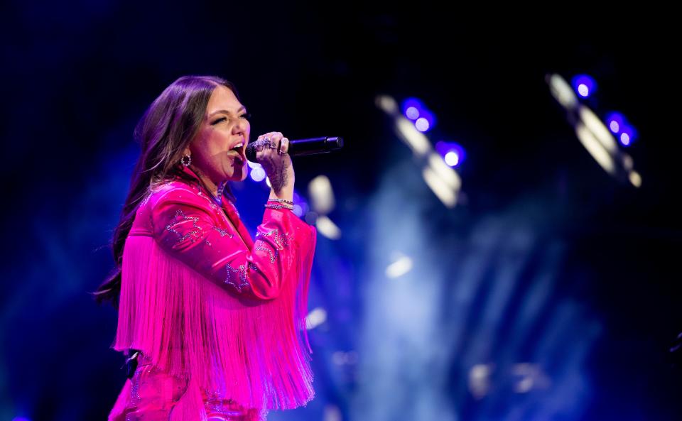 Elle King performs during Nashville’s Big Bash, New Years Eve celebration at Bicentennial Capitol Mall State Park in Nashville , Tenn., Sunday, Dec. 31, 2023.