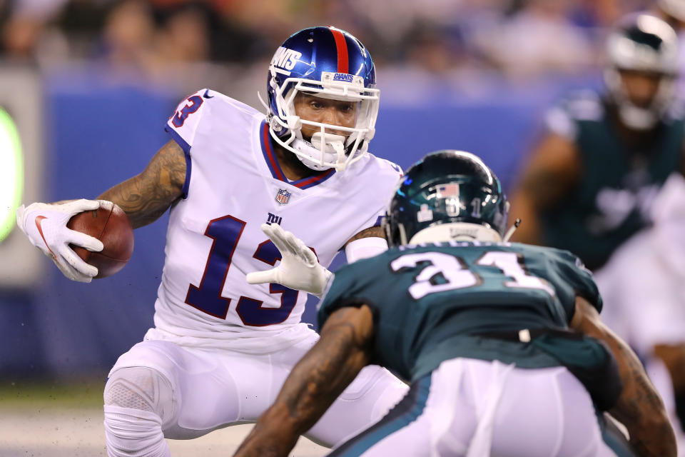 It was a rough night for Odell Beckham and the Giants against the Eagles. (Getty Images) 