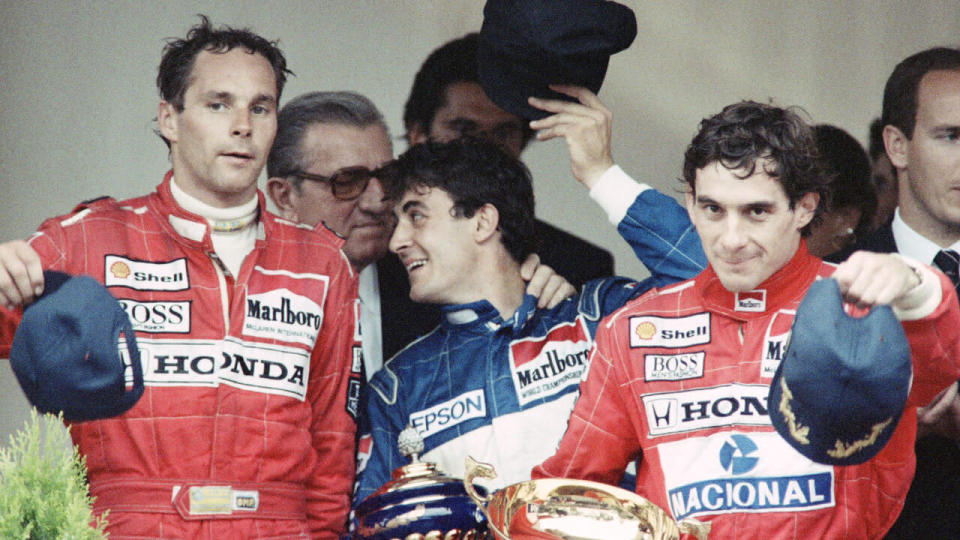 Gerhard Berger and Ayrton Senna were close friends and teammates at McLaren. Pic: Getty