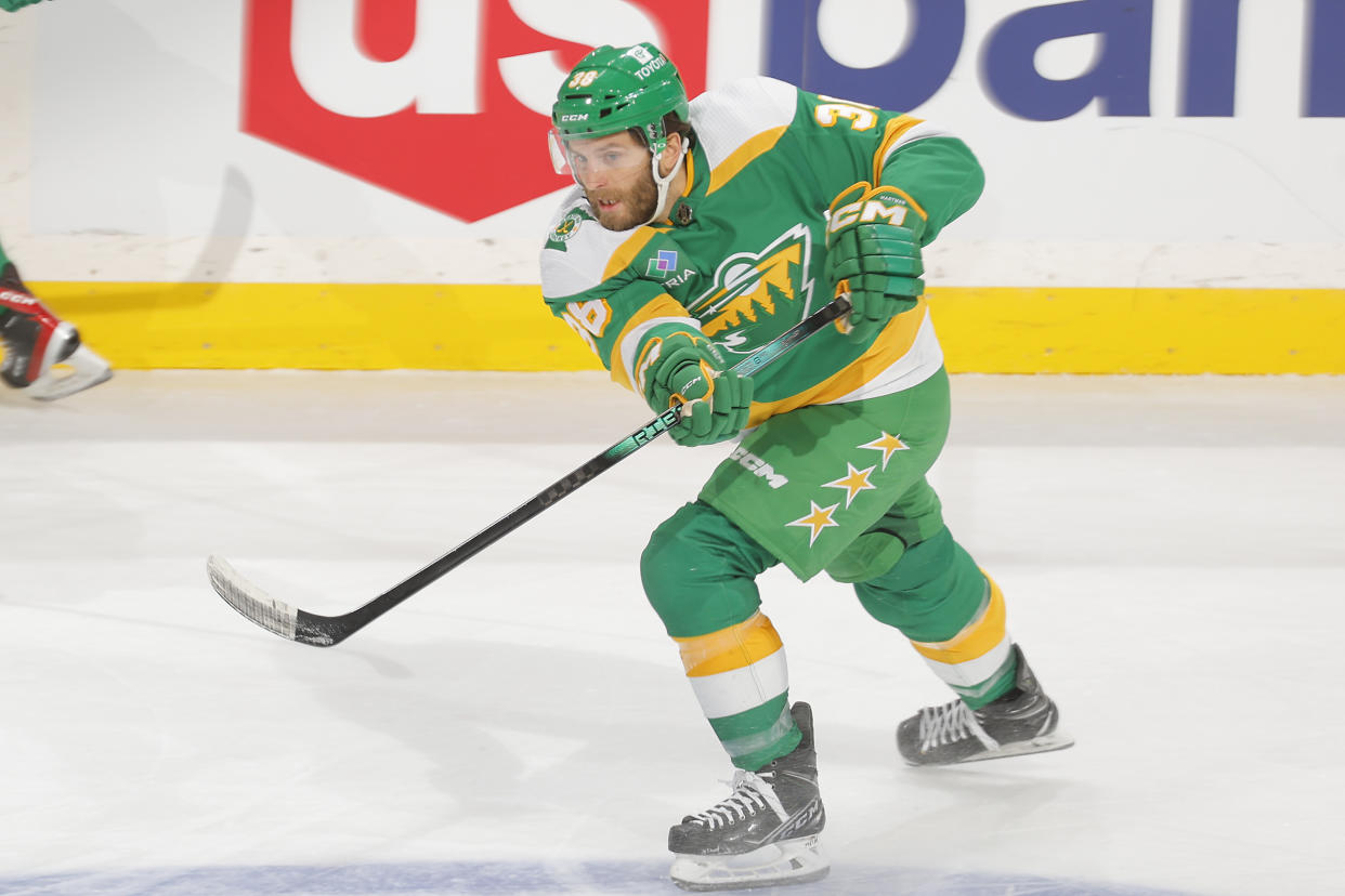 Ryan Hartman #38 of the Minnesota Wild. (Photo by Bruce Kluckhohn/NHLI via Getty Images)