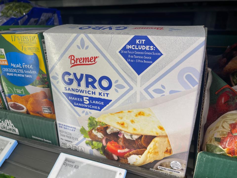 A gray box with an illustration of a gyro on it with "Gyro" text