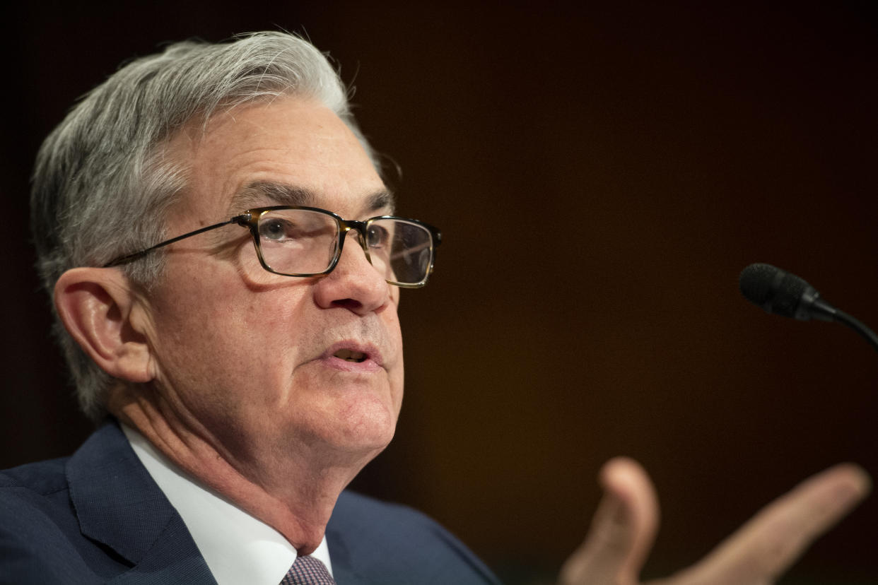 UNITED STATES - FEBRUARY 12: Federal Reserve chairman Jerome Powell testifies before the Senate Banking, Housing and Urban Affairs Committee on the Semiannual Monetary Policy Report on Wednesday, Feb. 12, 2020. (Photo by Caroline Brehman/CQ-Roll Call, Inc via Getty Images)