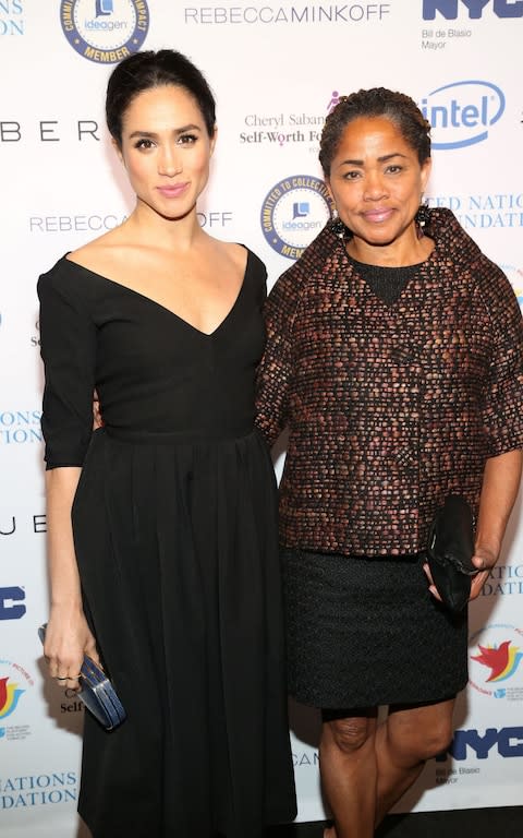 Doria Ragland with her daughter, Meghan Markle, in 2015 - Credit: Getty