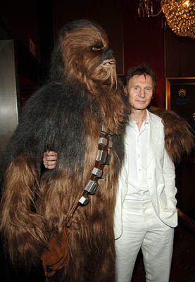 Liam Neeson and Chewbacca at the NY premiere of 20th Century Fox's Star Wars: Episode III