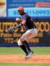 Feb 26, 2019; Port St. Lucie, FL, USA; Detroit Tigers shortstop Willi Castro (49) fields a ground ball before throwing out New York Mets designated hitter Brandon Nimmo (9, not pictured) in the second inning of the spring training game at First Data Field. Mandatory Credit: Jasen Vinlove-USA TODAY Sports