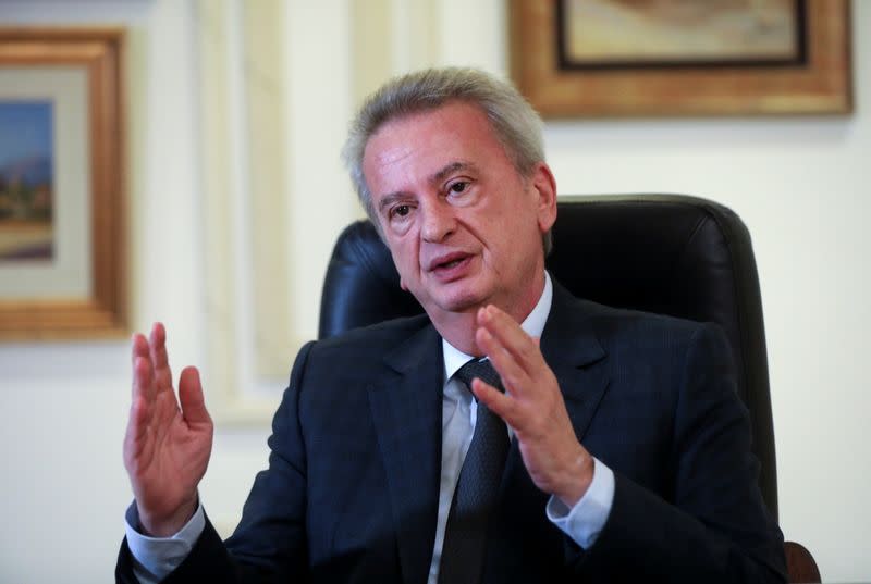 Lebanon's Central Bank Governor Riad Salameh speaks during an interview in Beirut