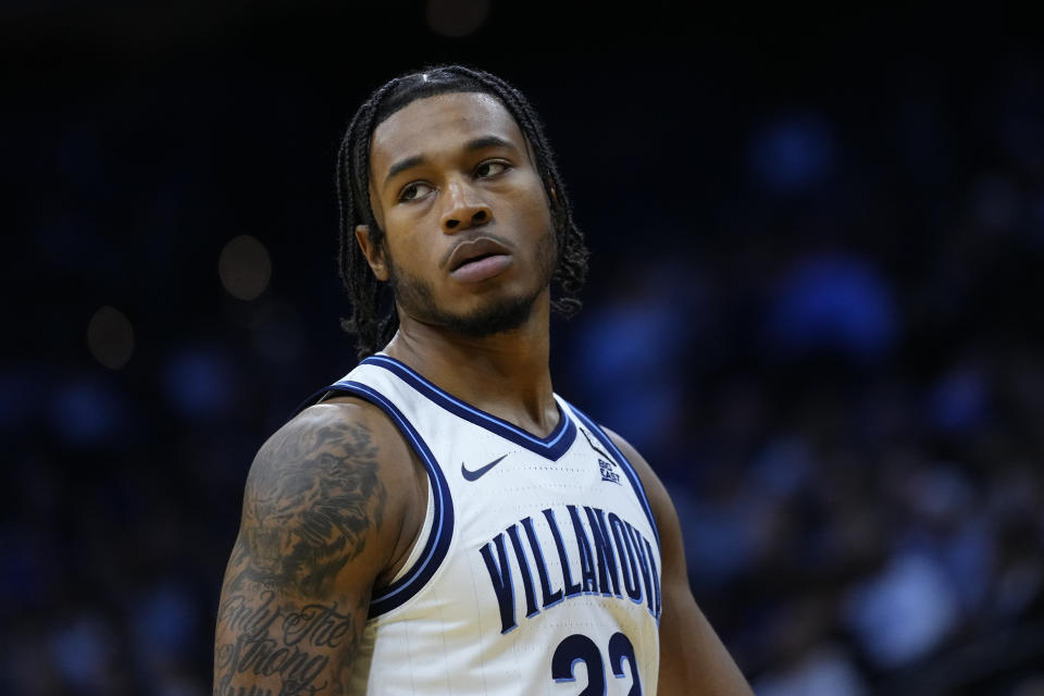 Villanova's Cam Whitmore plays during an NCAA college basketball game, Saturday, Dec. 3, 2022, in Philadelphia. (AP Photo/Matt Slocum)