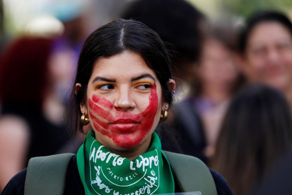 Feminist organizations and citizens march for the International Day for the Elimination of Violence against Women, in San Juan, Puerto Rico, in November 2019.