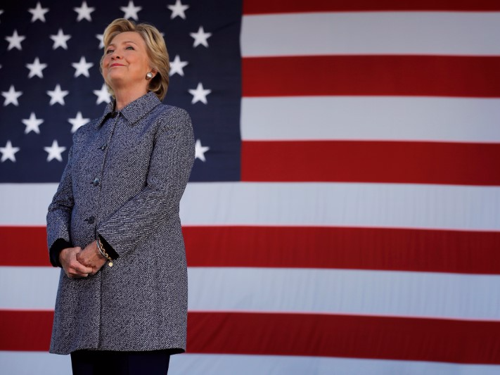 U.S. Democratic presidential nominee Hillary Clinton listens as she is introduced at an Iowa Democratic Party Early Vote campaign rally in Des Moines, Iowa, U.S. September 29, 2016.  REUTERS/Brian Snyder     