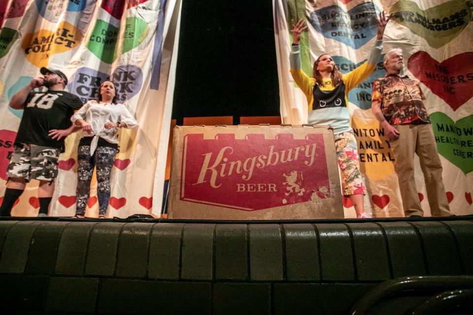 During The King of All Cases skit, the cast ponders whether or not to drink the vintage case of Kingsbury beer during Heart-A-Rama, Monday, April 25, 2022, in Two Rivers, Wis. Heart-A-Rama is a benefit which raises funds for the American Heart Association in Wisconsin.