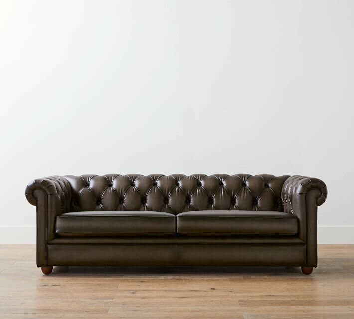 Pottery Barn Chesterfield Dark Leather Sofa