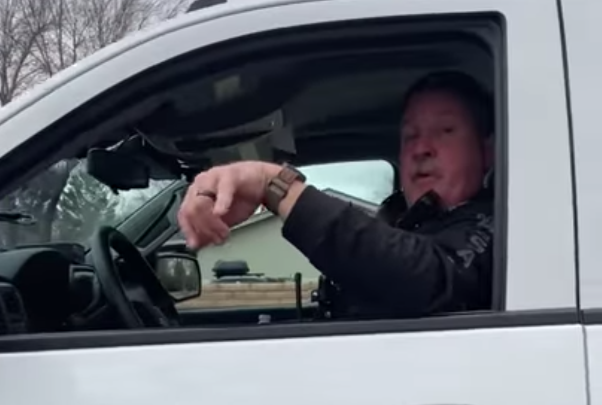 12-year-old reporter Hilde Lysiak films a confrontation with Patagonia Marshal Joseph Patterson. (Photo: YouTube)