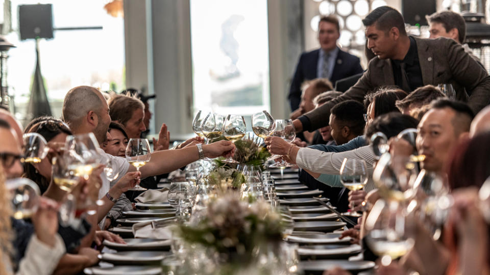 A dinner at the Donum Estate winery caps off a day of track work. - Credit: Drew Phillips, courtesy of Automobili Lamborghini S.p.A.