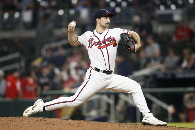 Atlanta, United States. 15th July, 2023. Atlanta Braves starting pitcher Spencer  Strider (99) throws to the plate in the second inning during a MLB regular  season game between the Chicago White Sox