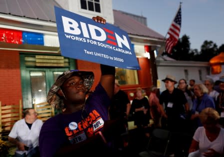 FILE PHOTO: Amari President of Charleston, South Carolina, shows his support for Democratic U.S. presidential candidate and former Vice President Joe Biden at the 2019 Presidential Galivants Ferry Stump Meeting in Galivants Ferry