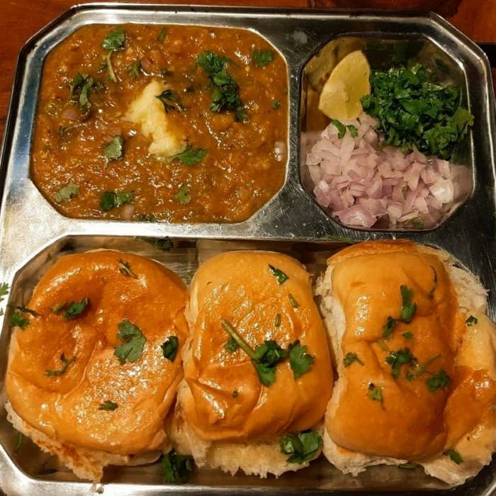 Pav bhaji with a salad