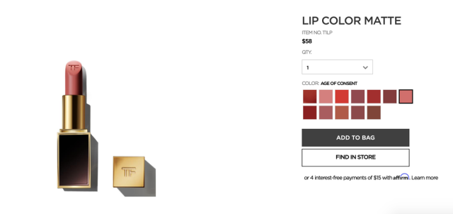 Tom Ford faces backlash over 'disturbing' lipstick shade names