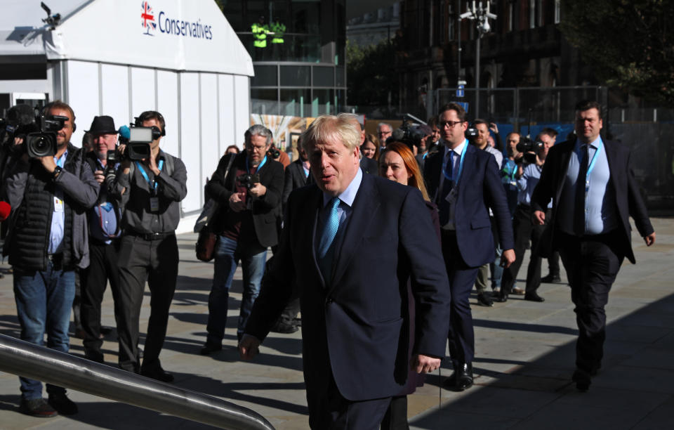 Boris Johnson during the final day of the Conservative Party Conference at the Manchester Convention Centre. Picture dated: Wednesday October 2, 2019. Photo credit should read: Isabel Infantes / EMPICS Entertainment