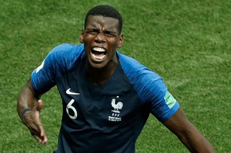 France midfielder Paul Pogba celebrates after scoring in the World Cup final