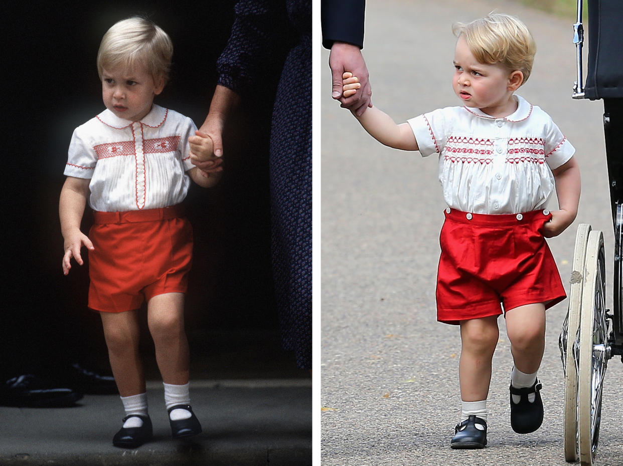 Many clothes belonging to the duke (pictured in 1984) have been handed down to his son (pictured in 2015). (Getty Images)