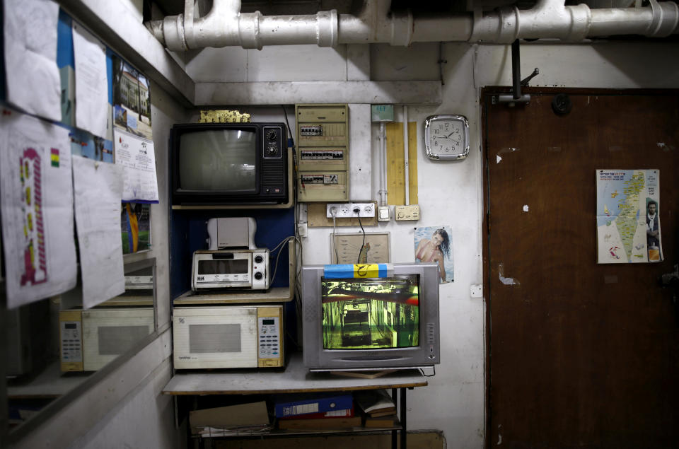 An office used by maintenance staff in the basement of the Central Bus Station on May 29. (Photo: Corinna Kern/Reuters)