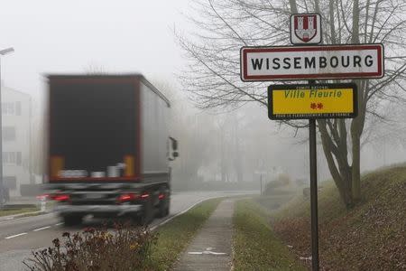 A road sign mark the entrance of Wissembourg, Eastern France, December 10, 2015, where Foued Mohamed-Aggad lived before he went to Syria in late 2013. REUTERS/Vincent Kessler