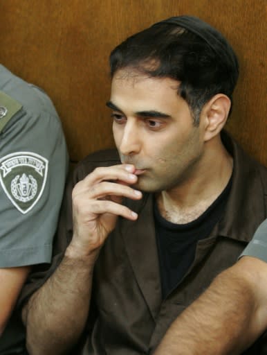 Yigal Amir, the convicted assassin of Israeli prime minister Yitzhak Rabin, at a court hearing in Tel Aviv in November 2007